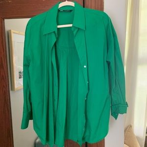 Zara Oversized Kelly Green Buttondown